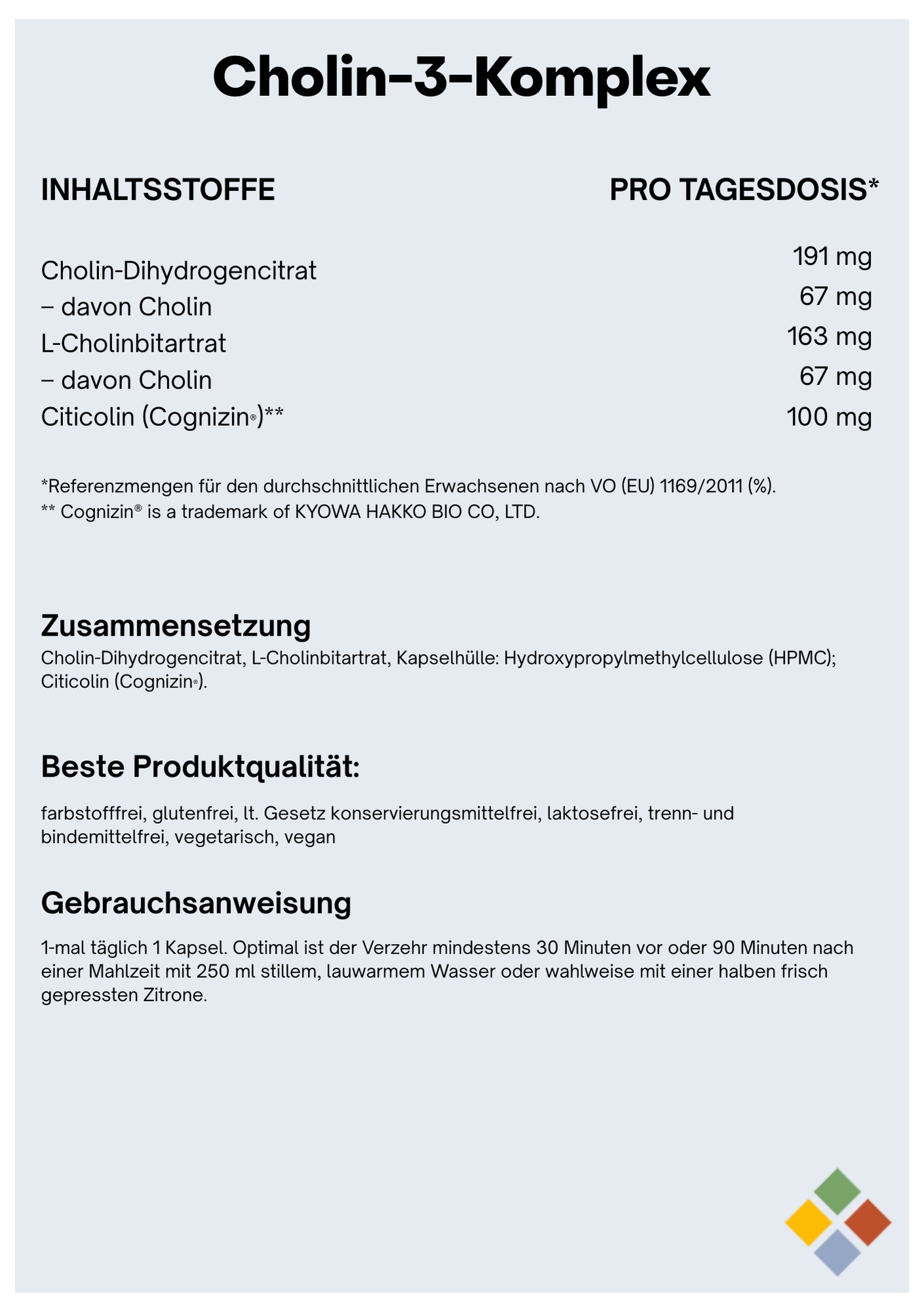 NatuGena Cholin-3-Komplex - 600mg Cholin - 90 vegane HPMC-Kapseln