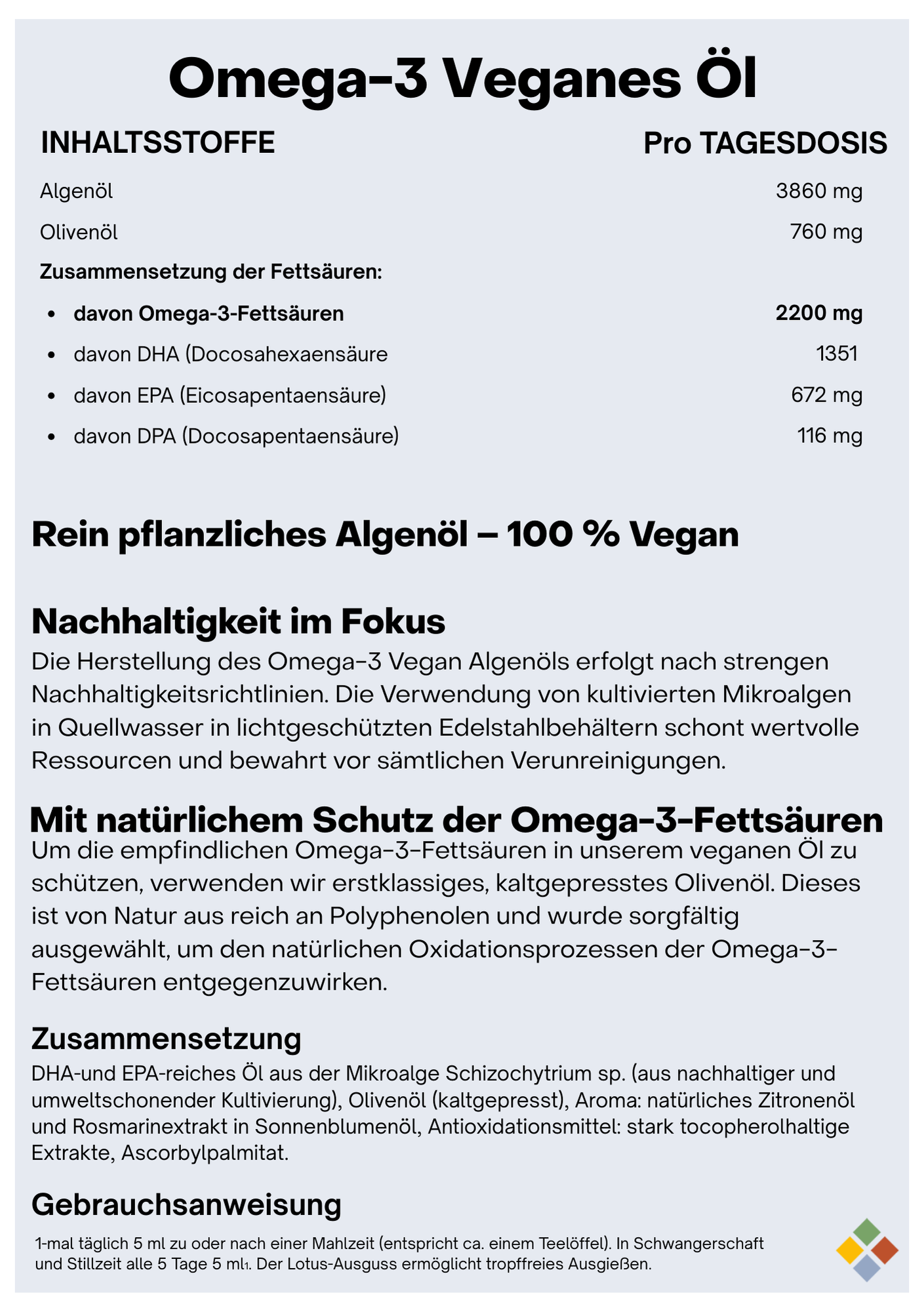 NatuGena Veganes Omega 3-Öl - 100 ml