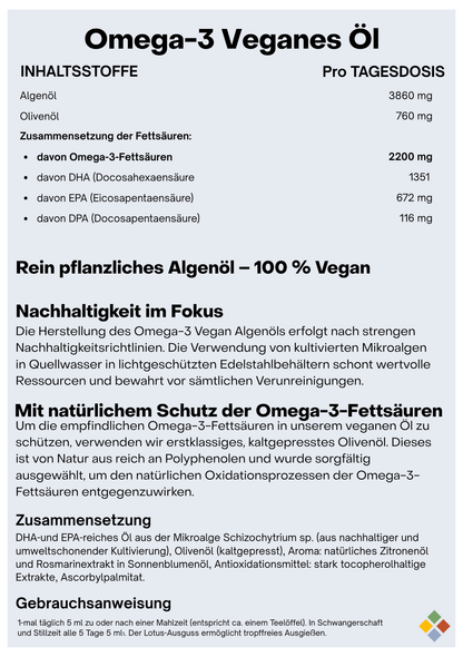 NatuGena Veganes Omega 3-Öl - 100 ml