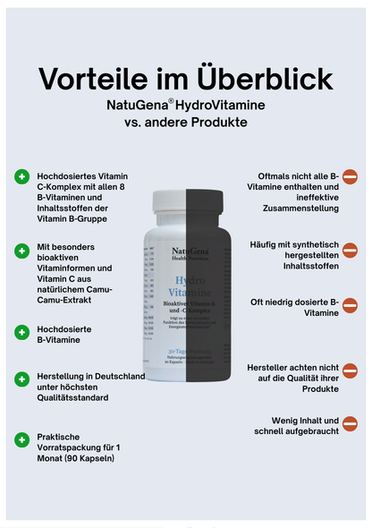 NatuGena HydroVitamine: Vitamin-B- und -C-Komplex - 90 Kapseln