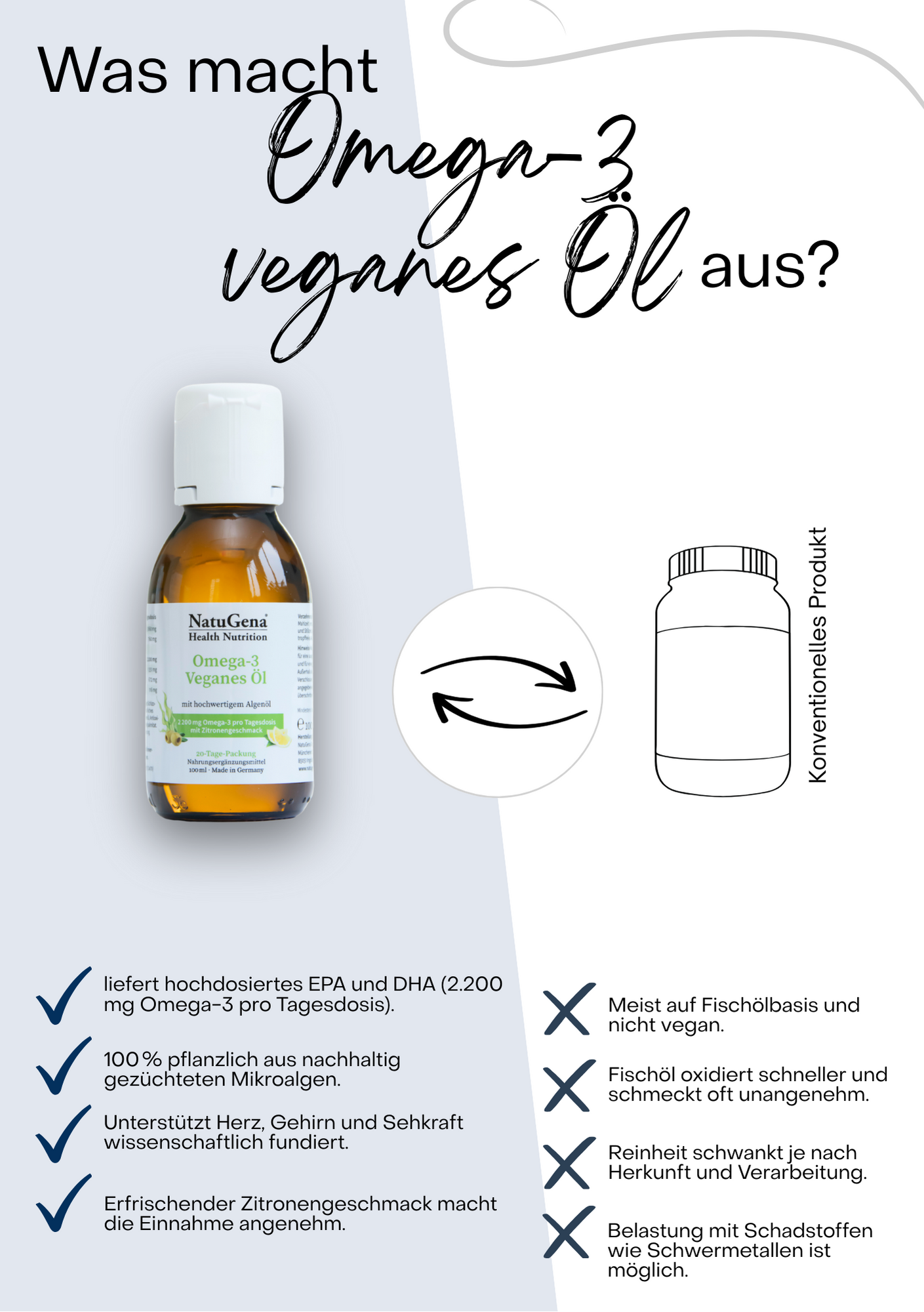 NatuGena Veganes Omega 3-Öl - 100 ml