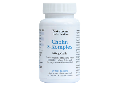 NatuGena Cholin-3-Komplex - 600mg Cholin - 90 vegane HPMC-Kapseln